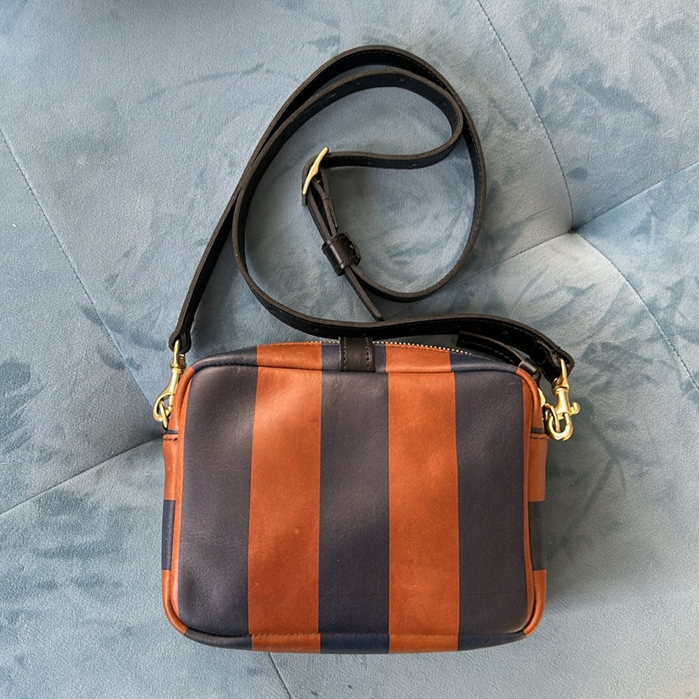 Striped Blue and Brown Crossbody Bag - Picture 3 of 6